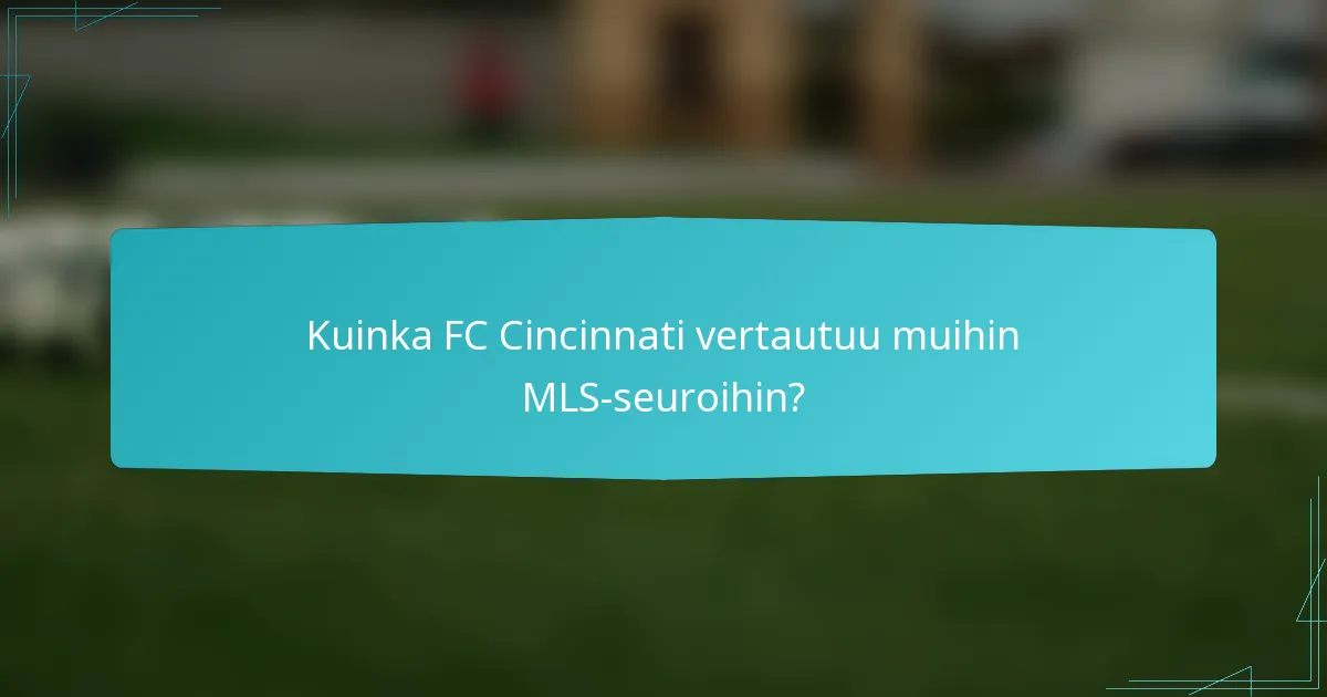Kuinka FC Cincinnati vertautuu muihin MLS-seuroihin?